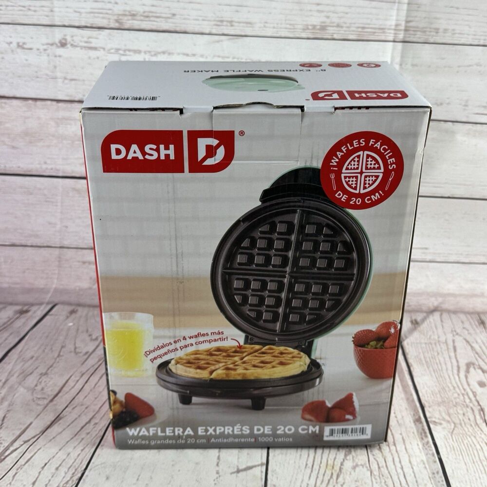 Dash Express Full Size Waffle Maker 8 Inch Aqua Dual Nonstick Waffles Hashbrowns